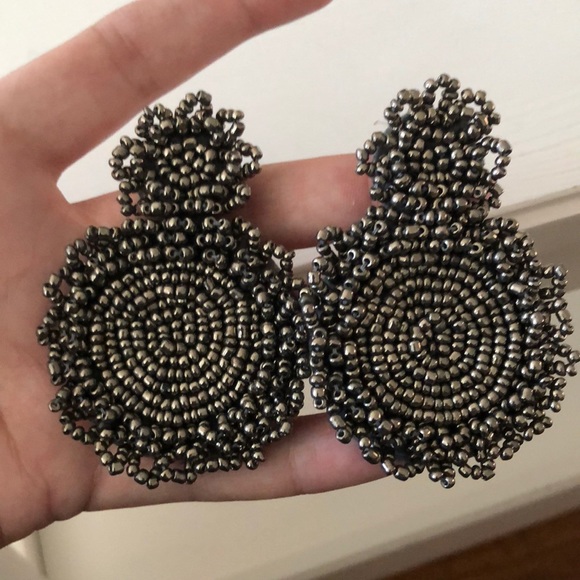 Anthropologie Jewelry - Anthropologie Gunmetal gray beaded dangle chandelier earrings